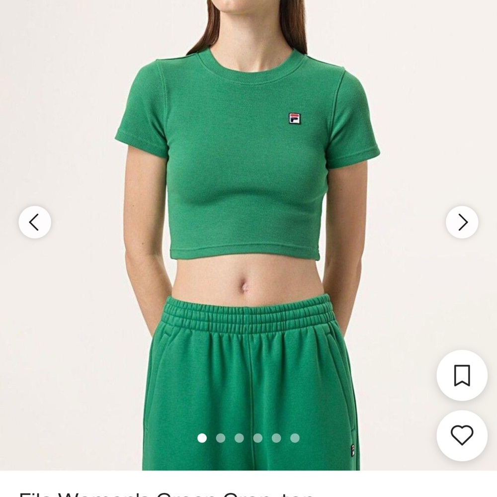 Fila Women's Vibrant Green Crop Top Hailey Bieber Fila collab